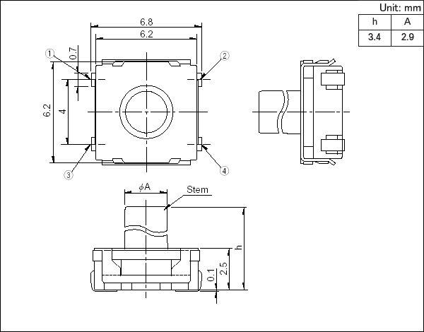 alps輕觸開關SKRAAKE010_規(guī)格圖紙